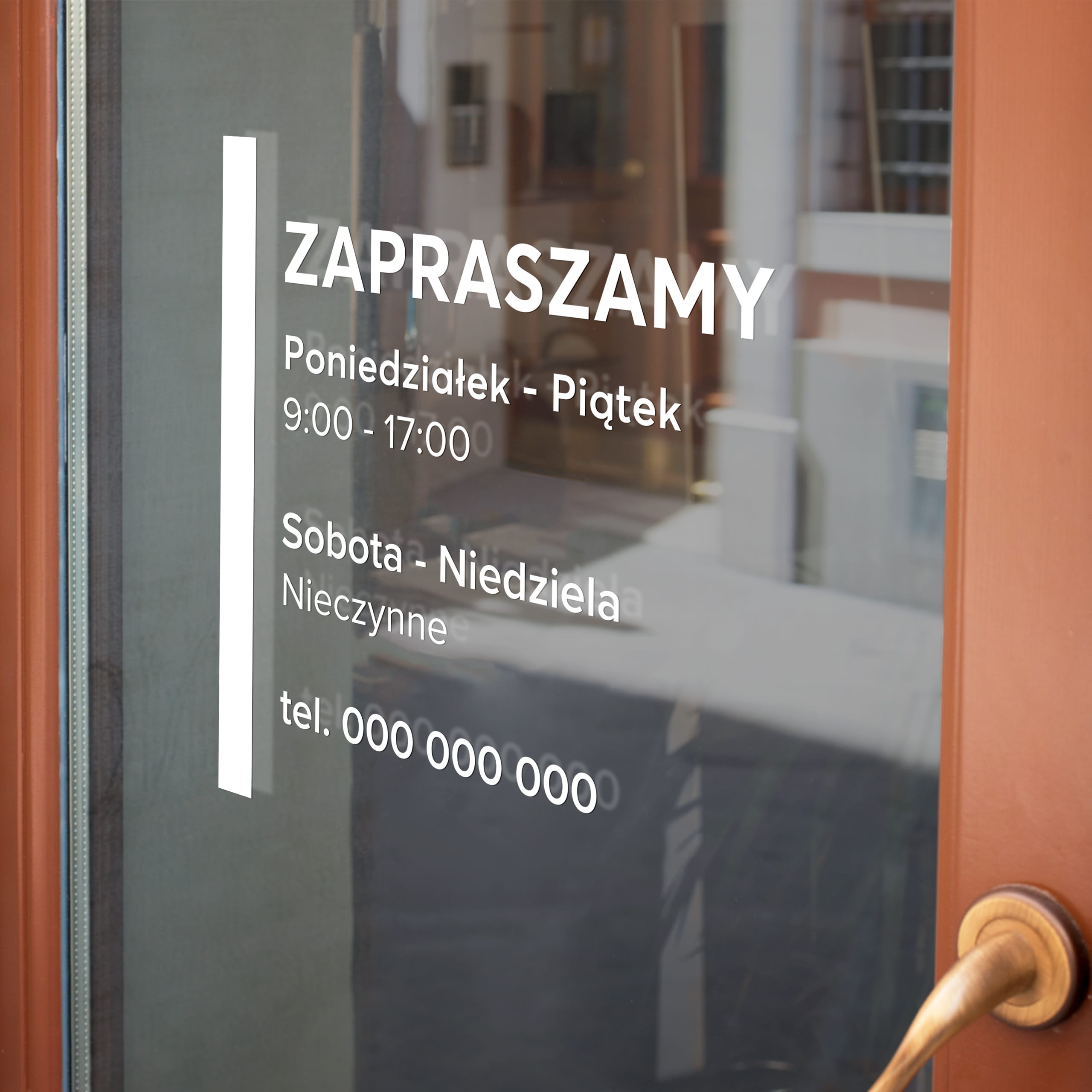Naklejka z godzinami otwarcia