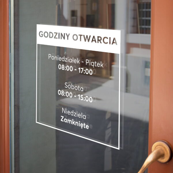 Naklejka z godzinami otwarcia W07