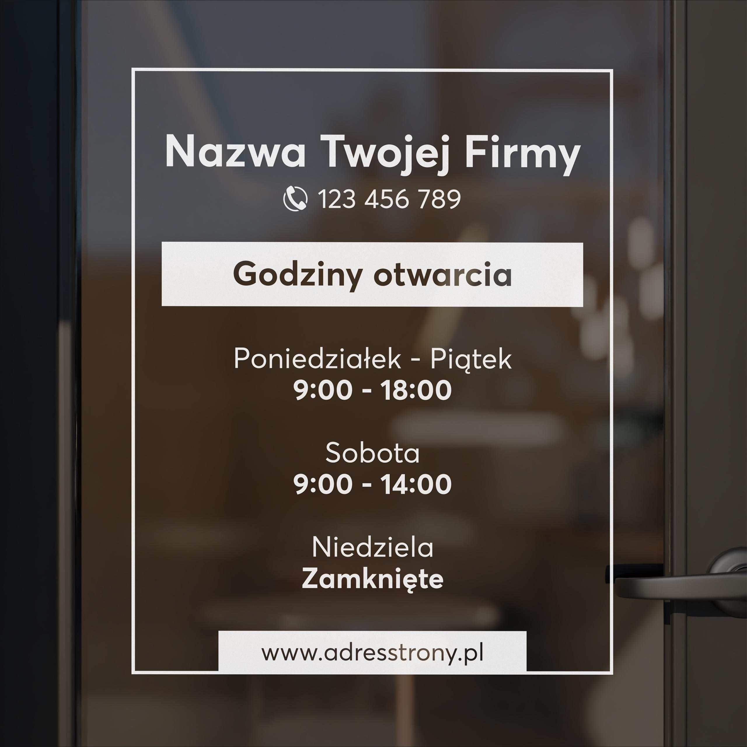 Naklejka godziny otwarcia - W19