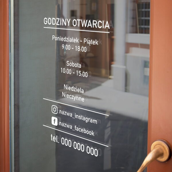 Naklejka godziny otwarcia W42