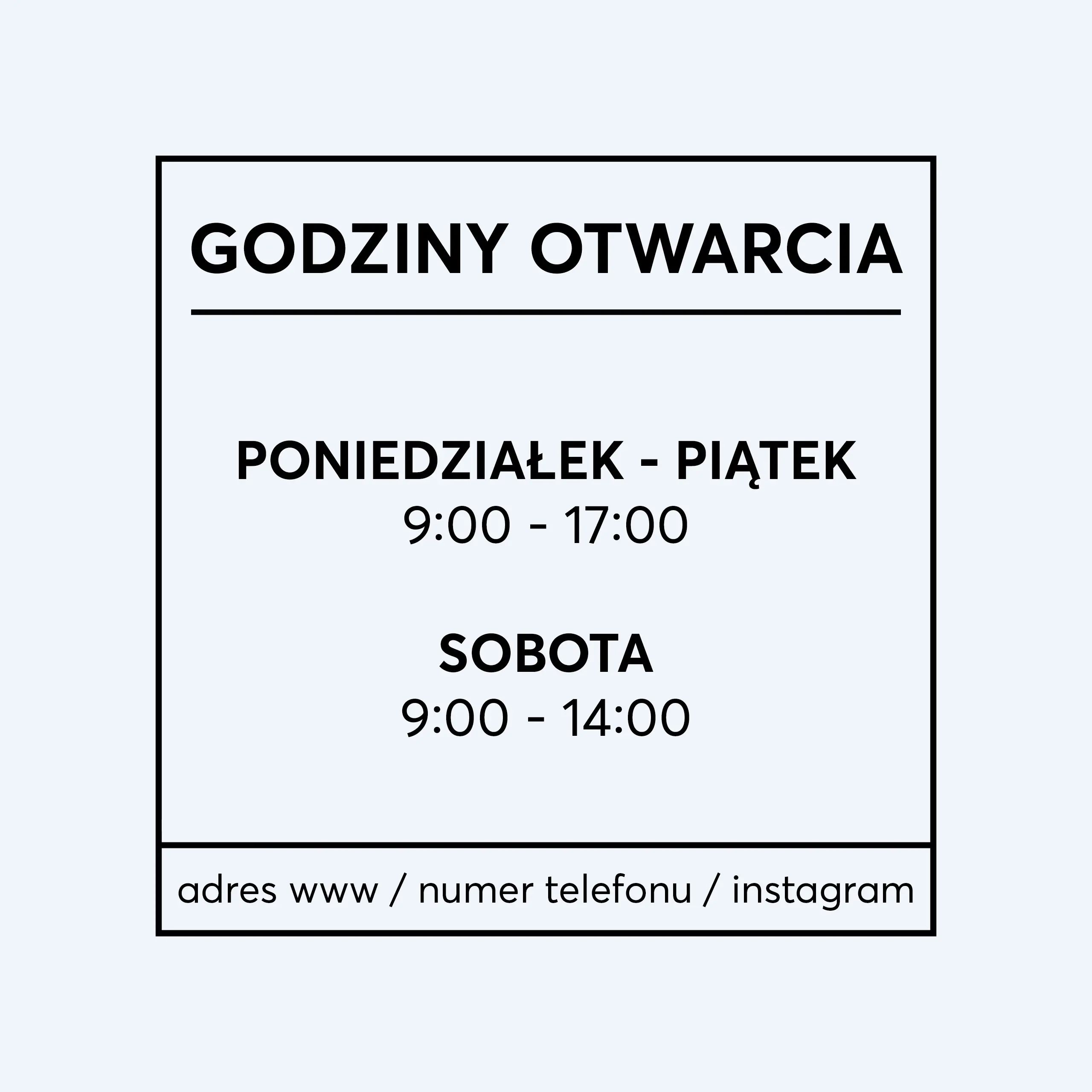 Naklejka godziny otwarcia - W02