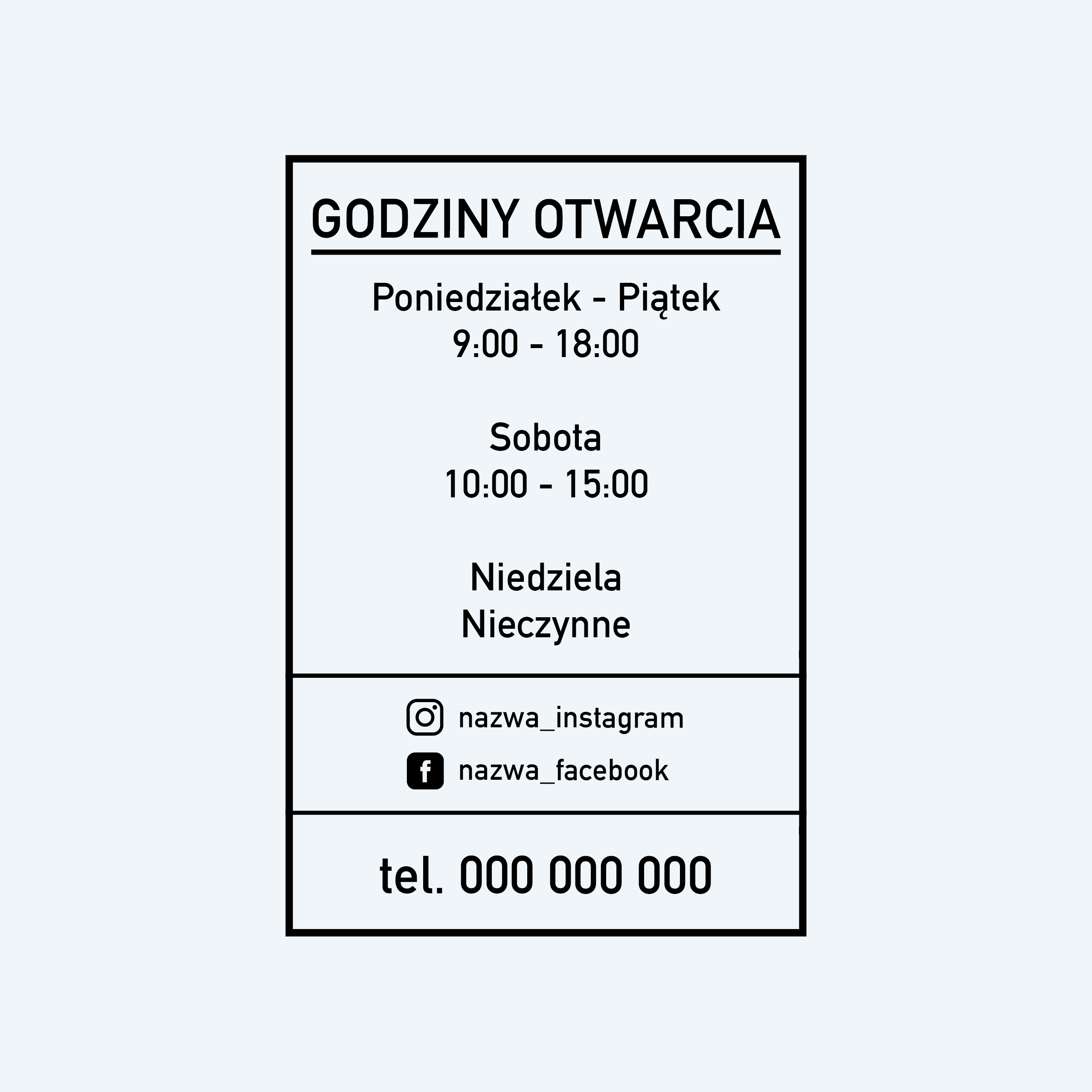 Naklejka godziny otwarcia - W40