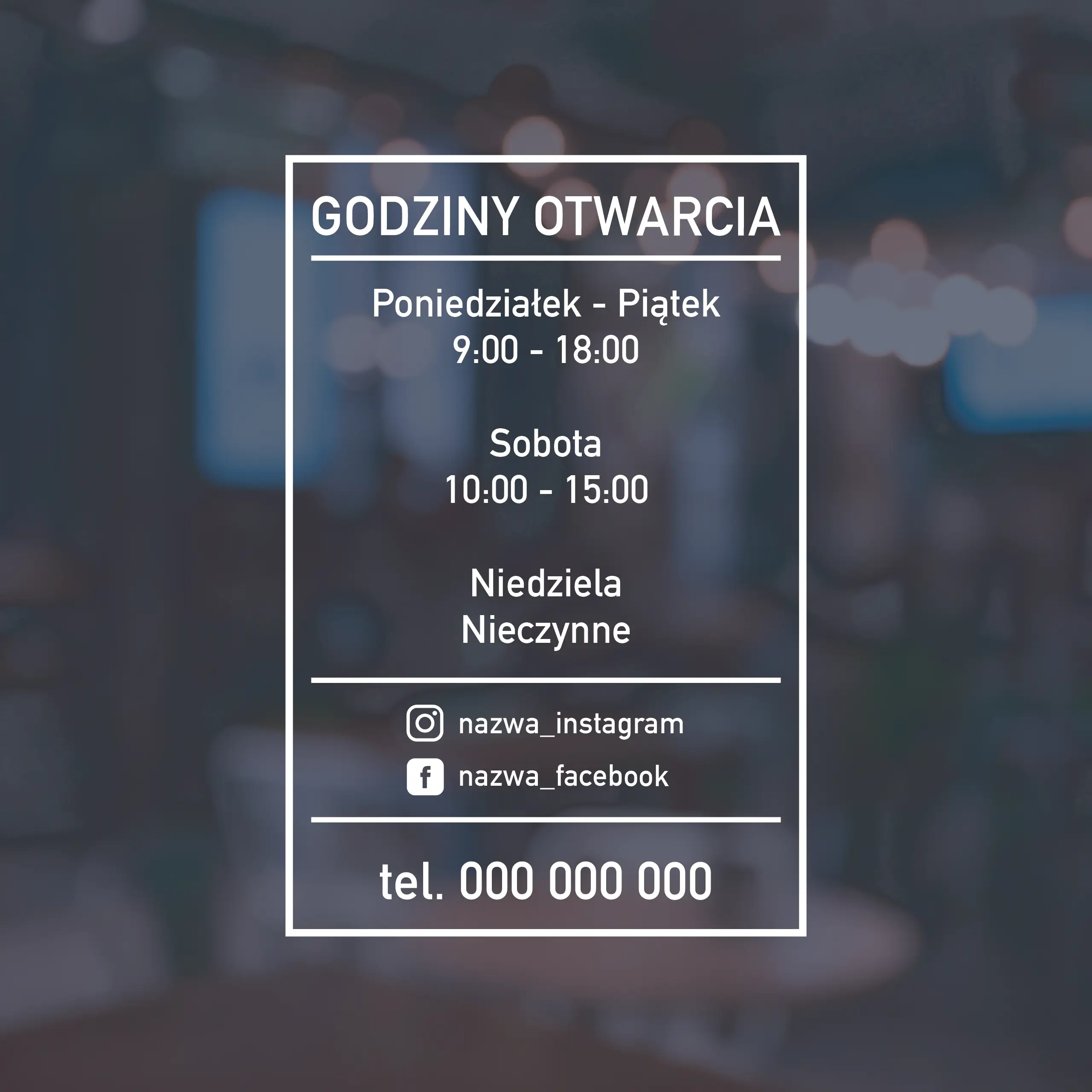 Naklejka godziny otwarcia - W41