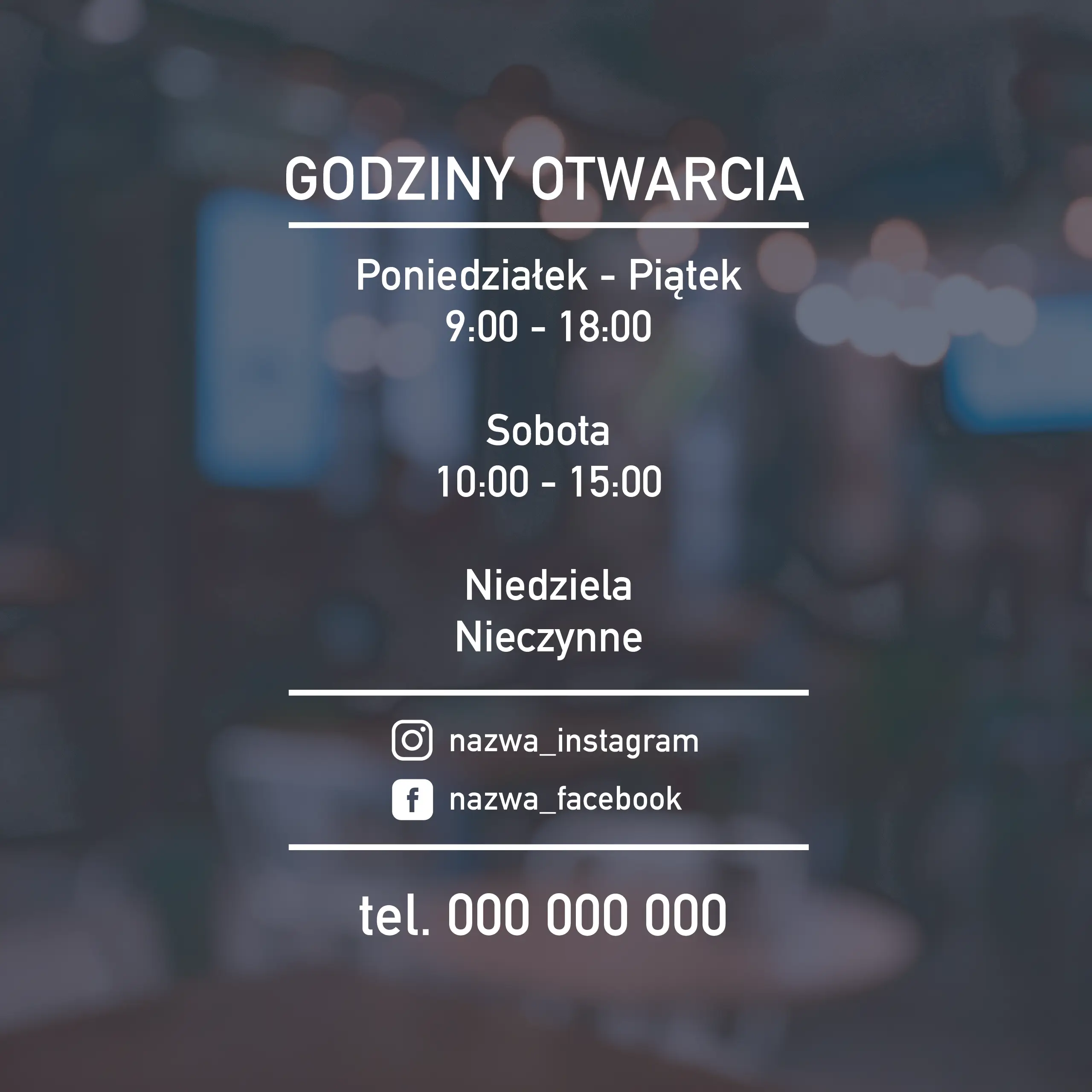 Naklejka godziny otwarcia - W42