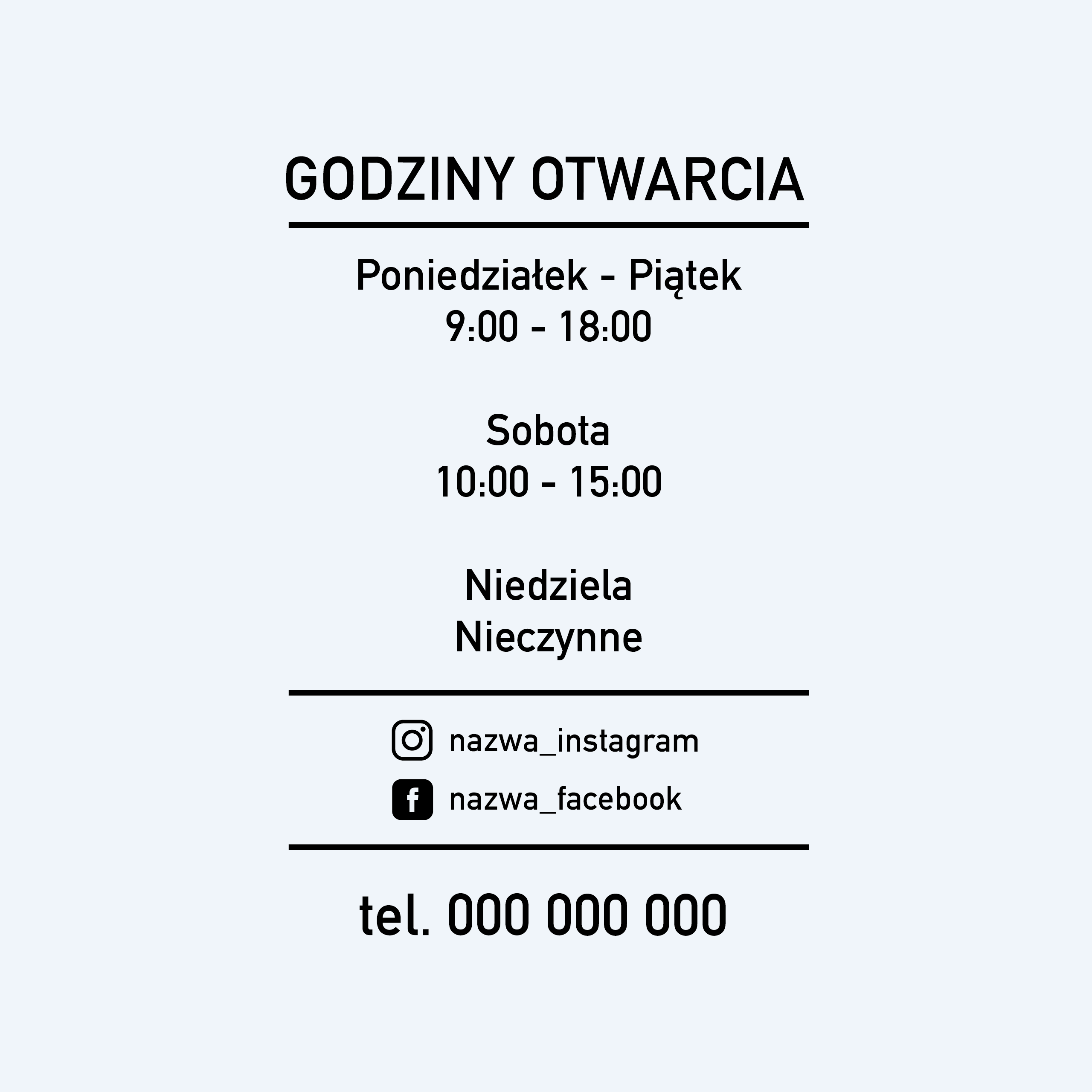 Naklejka godziny otwarcia - W42