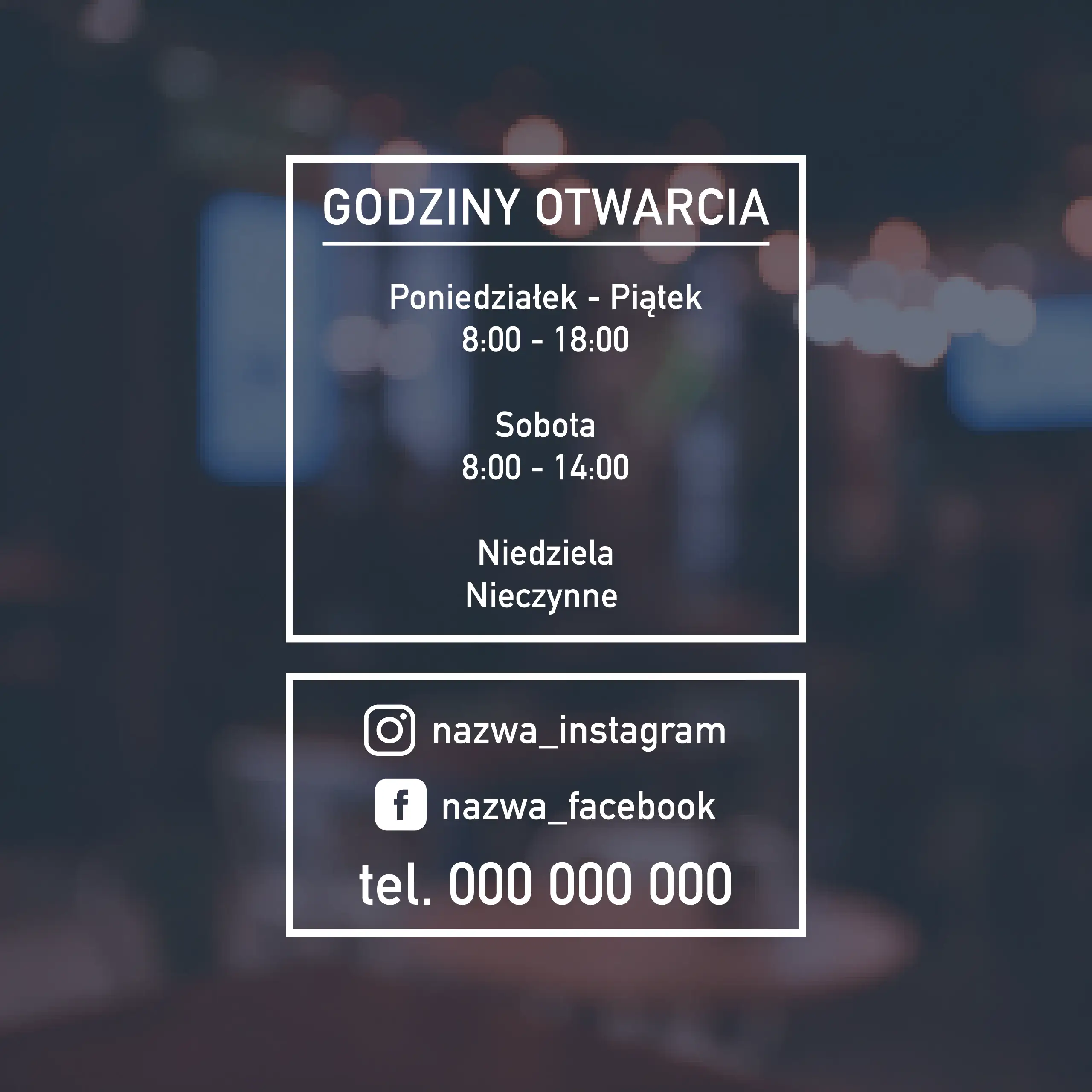 Naklejka godziny otwarcia - W44