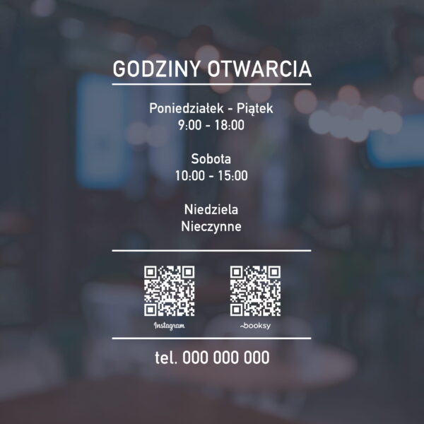 Naklejka godziny otwarcia z kodem QR