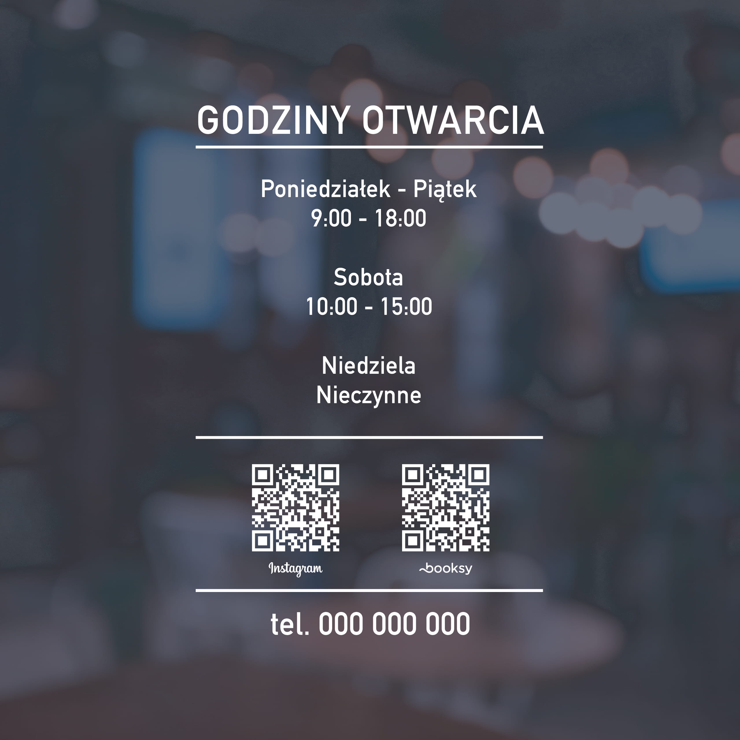 Naklejka godziny otwarcia – W42 + kody QR