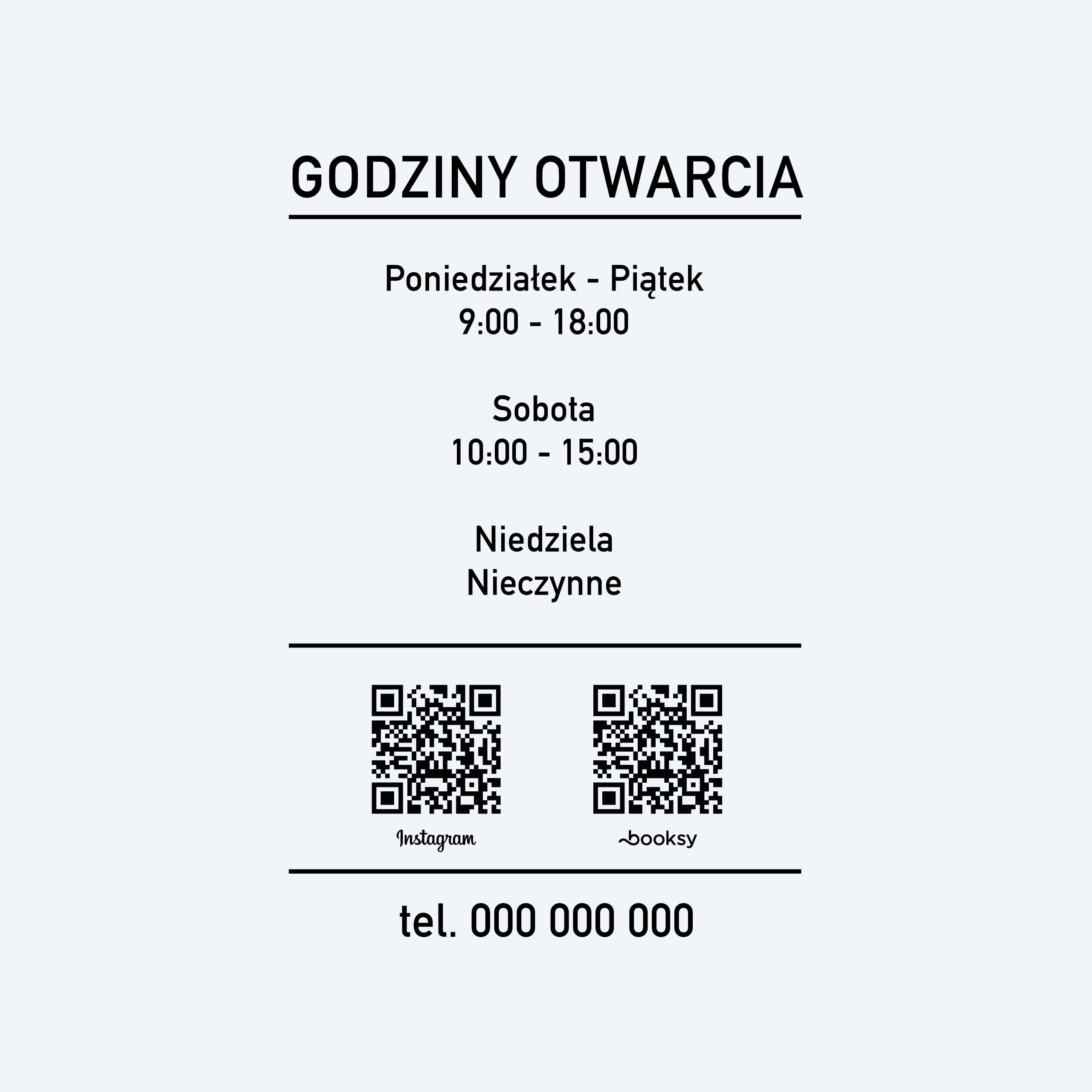 Naklejka godziny otwarcia – W42 + kody QR