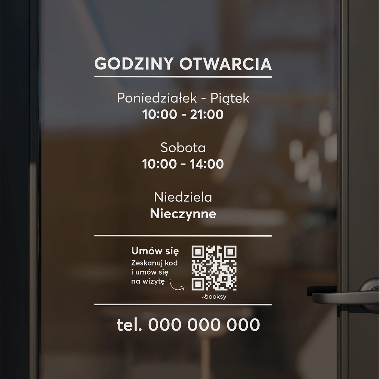 Naklejka godziny otwarcia – W42 + QR Booksy